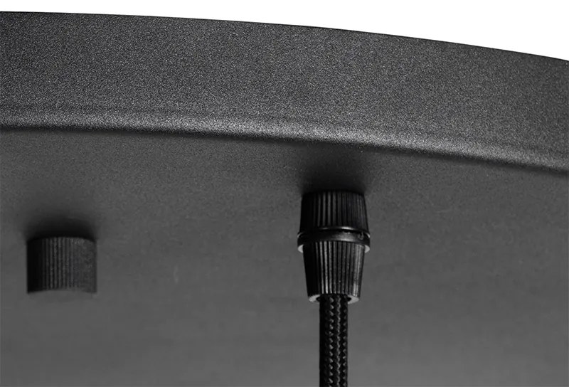 Candeeiro de suspensão Art Déco preto com vidro dourado 7 luzes - Pallon Art Deco