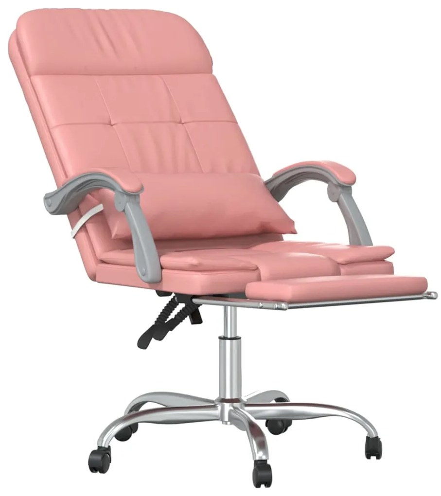 Cadeira escritório massagens reclinável couro artificial rosa