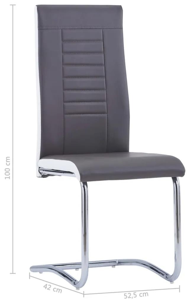 Cadeiras de jantar cantilever 4 pcs couro artificial cinzento