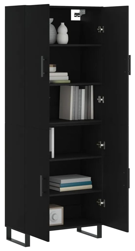 Armário alto 69,5x34x180 cm derivados de madeira preto