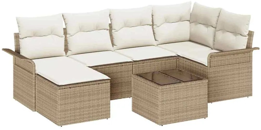 Conjunto de Sofá de Jardim 7 Peças com Almofadas em Ratan Sintético Ma