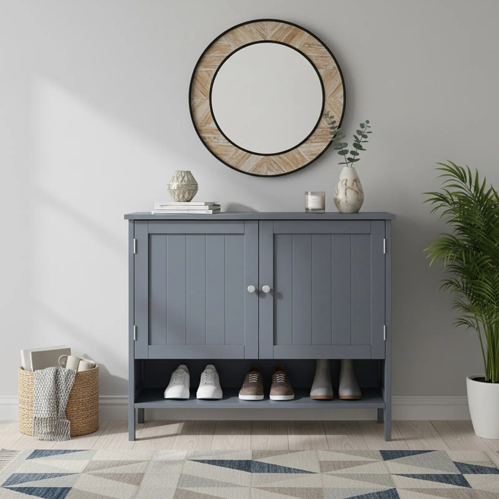 Sapateira elegante com prateleiras ajustáveis em altura 35 x 80 x 70 cm cinzento