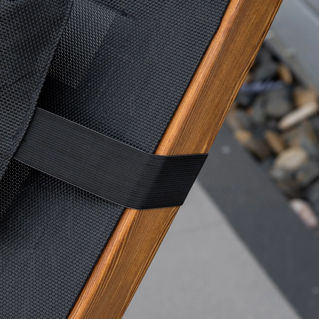 Espreguiçadeira de Jardim com Altura do Encosto Ajustável Apoio para a Cabeça Removível e Estrutura de Madeira Ergonómica para Terraço Praia Exterior