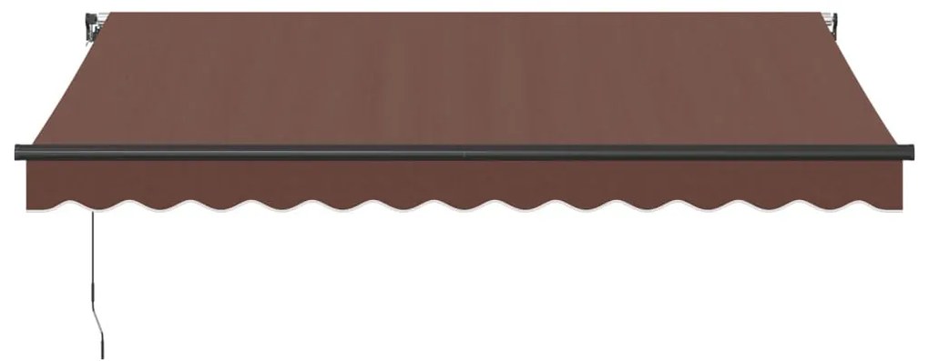 Toldo retrátil manual com luzes LED 350x250 cm castanho