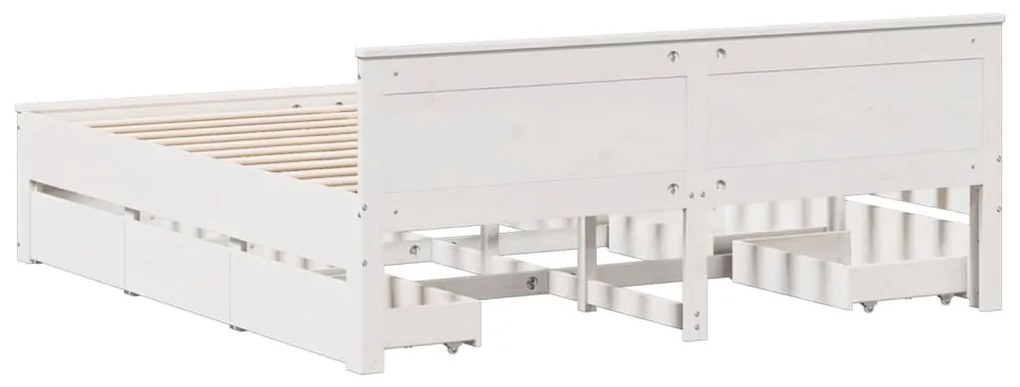 Cama sem colchão com cabeceira 200x200 cm pinho maciço branco