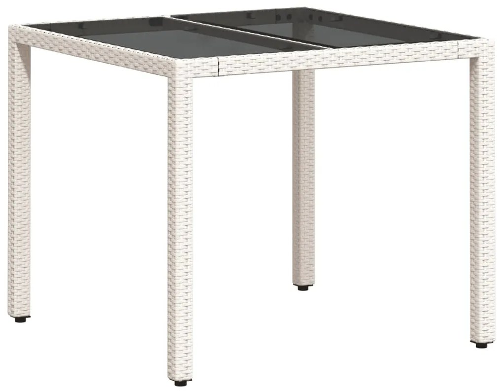 3 pcs conjunto jantar jardim c/ almofadões vime PE/vidro branco