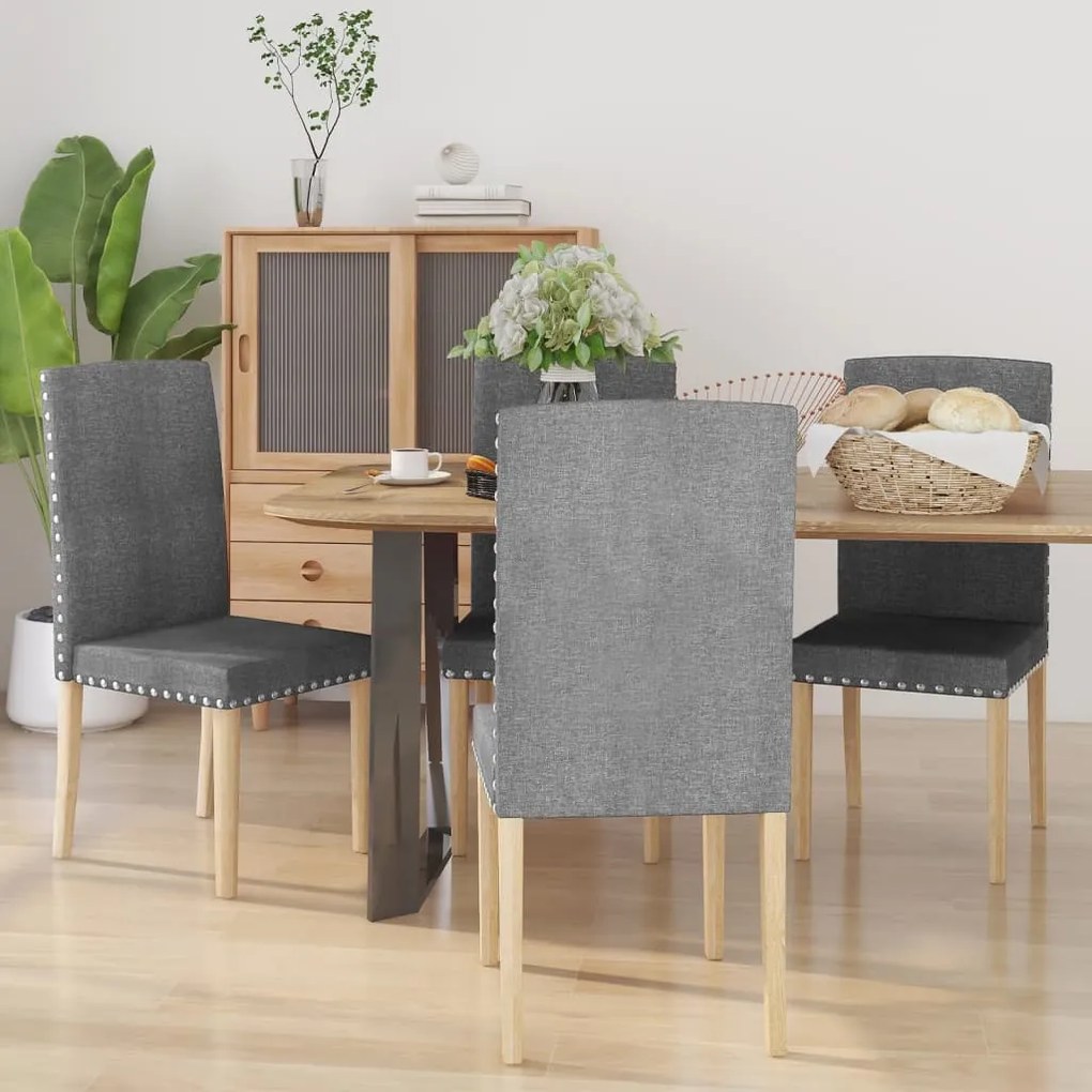 vidaXL Cadeiras de jantar 4 pcs tecido cinzento-claro