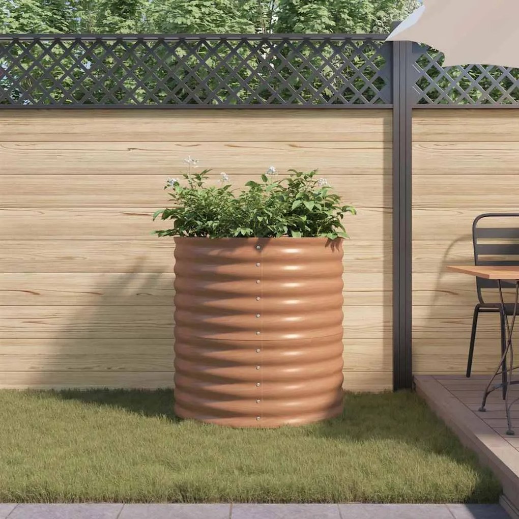 Cama Elevada de Jardim Marrom com Aparência de Madeira 80x80x81 cm Aço