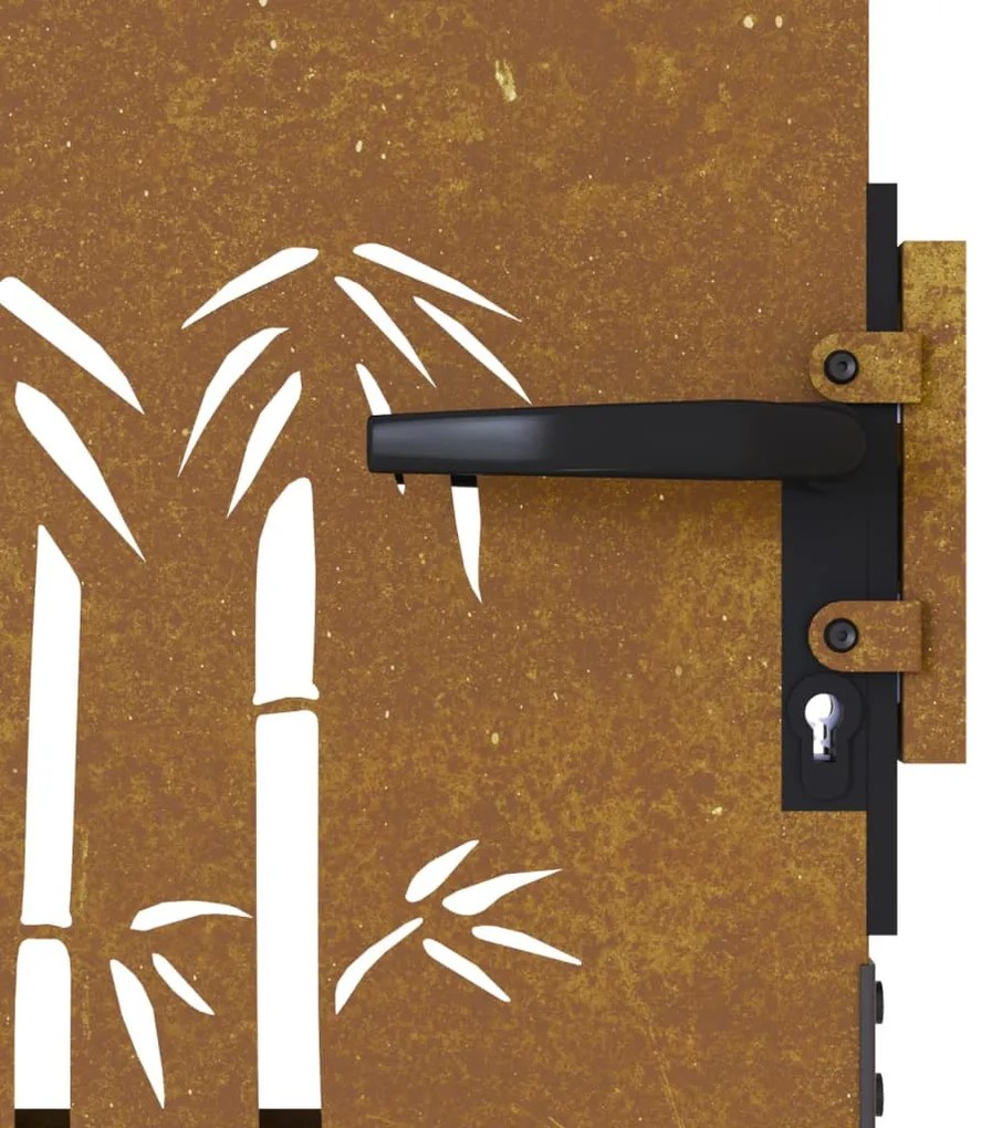 Portão de jardim 85x125 cm aço corten design bambu