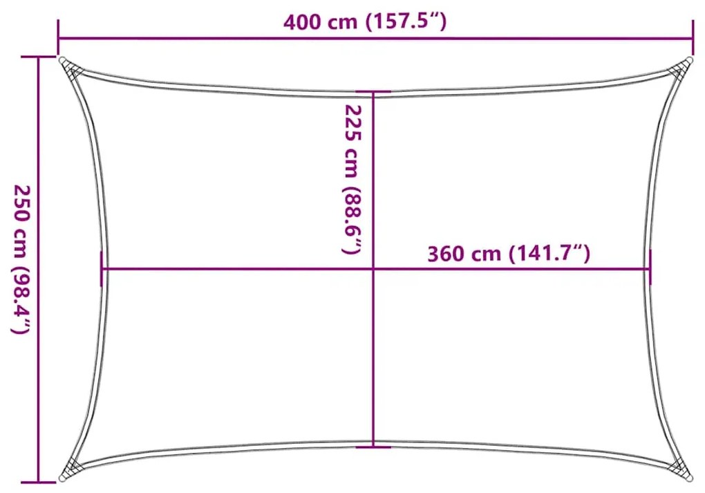 Para-sol estilo vela 160 g/m² 2,5x4 m PEAD cinza-acastanhado