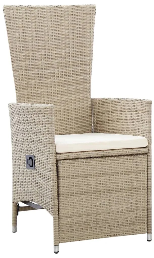 7 pcs conjunto de jantar para jardim com almofadões bege