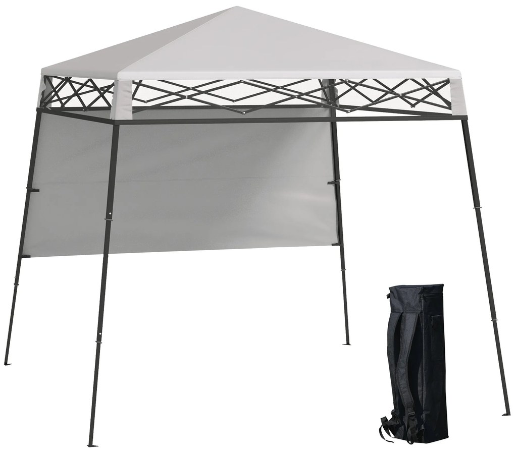 Outsunny Tenda Dobrável 220x220x200 cm Tenda Dobrável com 1 Parede Lat