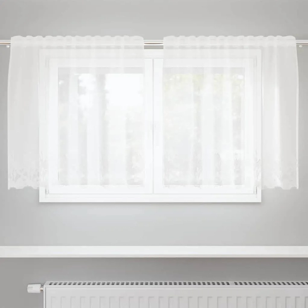 vidaXL Cortinas com cortinas Floral Branco 150 x 100 cm Poliéster