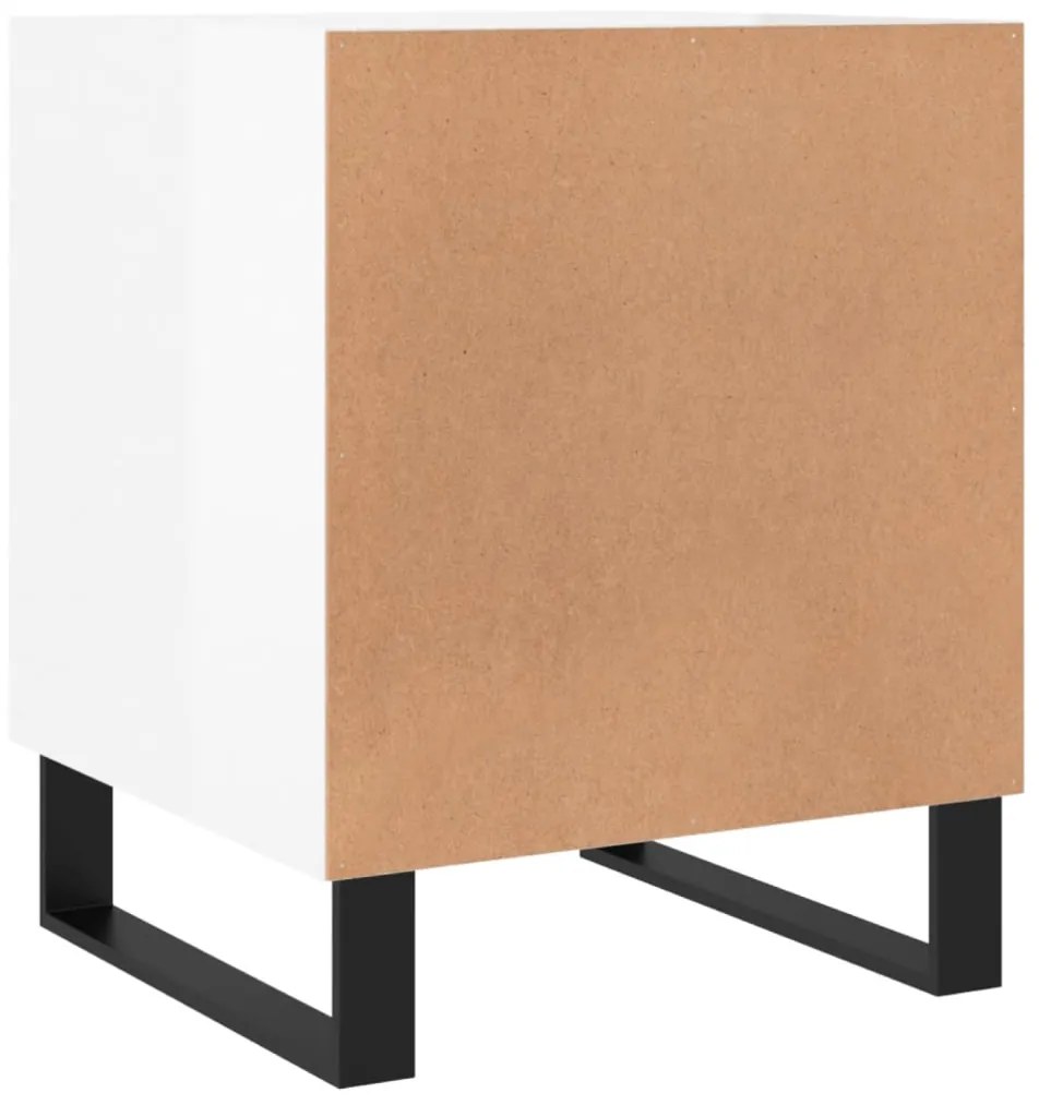 Mesa cabeceira 2pcs 40x40x50cm deriv. madeira branco brilhante
