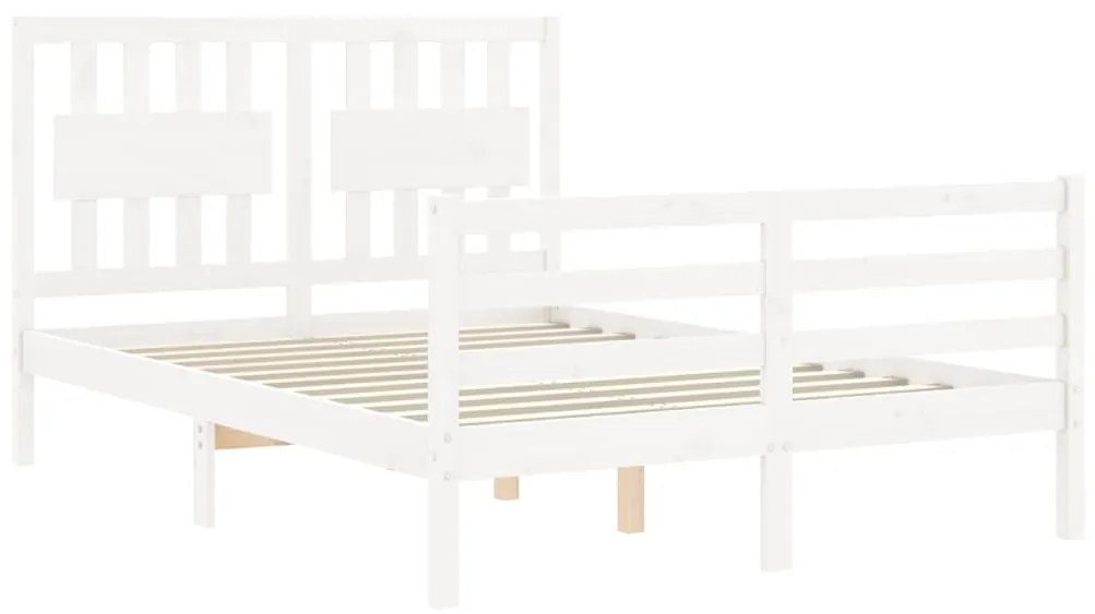 Estrutura de cama com cabeceira 140x190cm madeira maciça branco