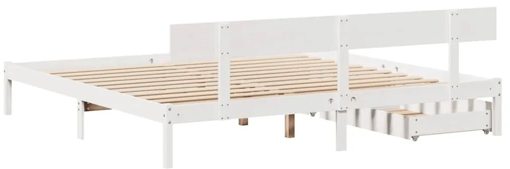 Cama sem colchão 200x200 cm madeira de pinho maciça branco