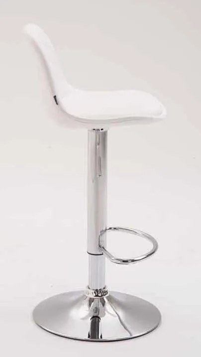Conjunto de 2 bancos de bar Kiel em couro sintético e com estrutura cromada 39 x 82-104 x 39 cm Branco