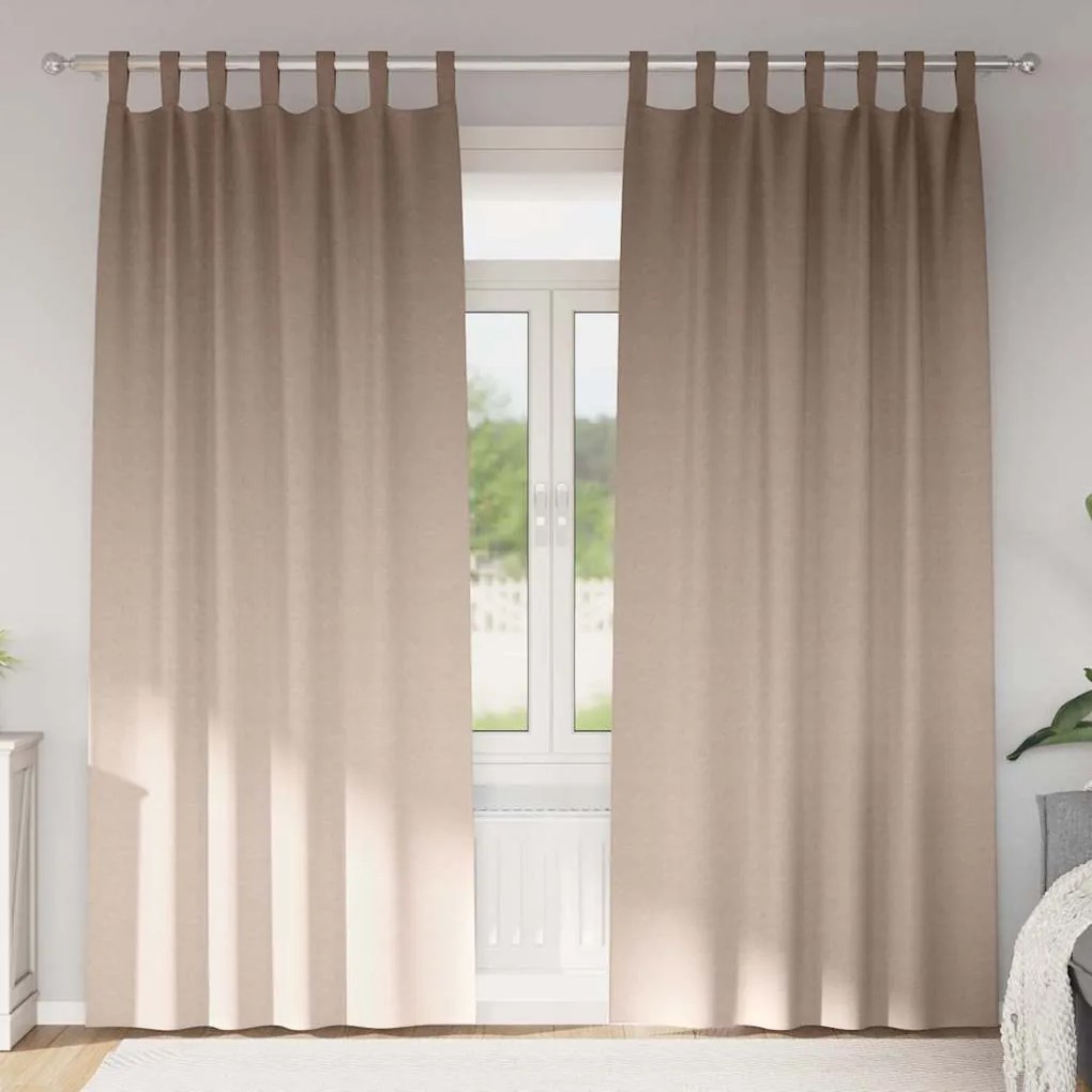 vidaXL Cortinas 2 pcs Cinzento-acastanhado 245 x 140 cm Poliéster