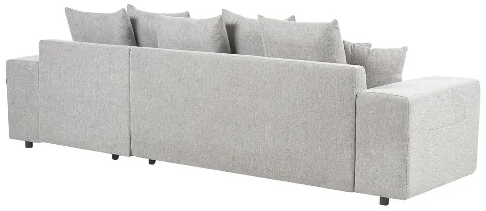 Sofá-cama de canto 3 lugares e arrumação em tecido cinzento claro à esquerda LUSPA Beliani