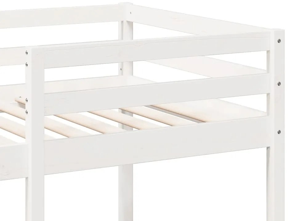 Cama alta c/ secretárias/prateleiras 90x200 cm pinho branco
