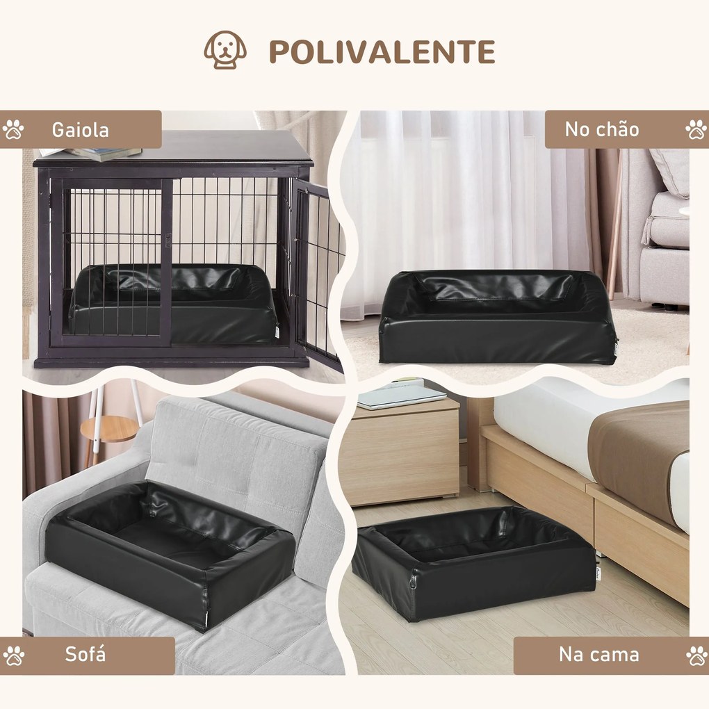 PawHut Cama para Cães Gatos Estofada em Couro PU Cama para Animais de