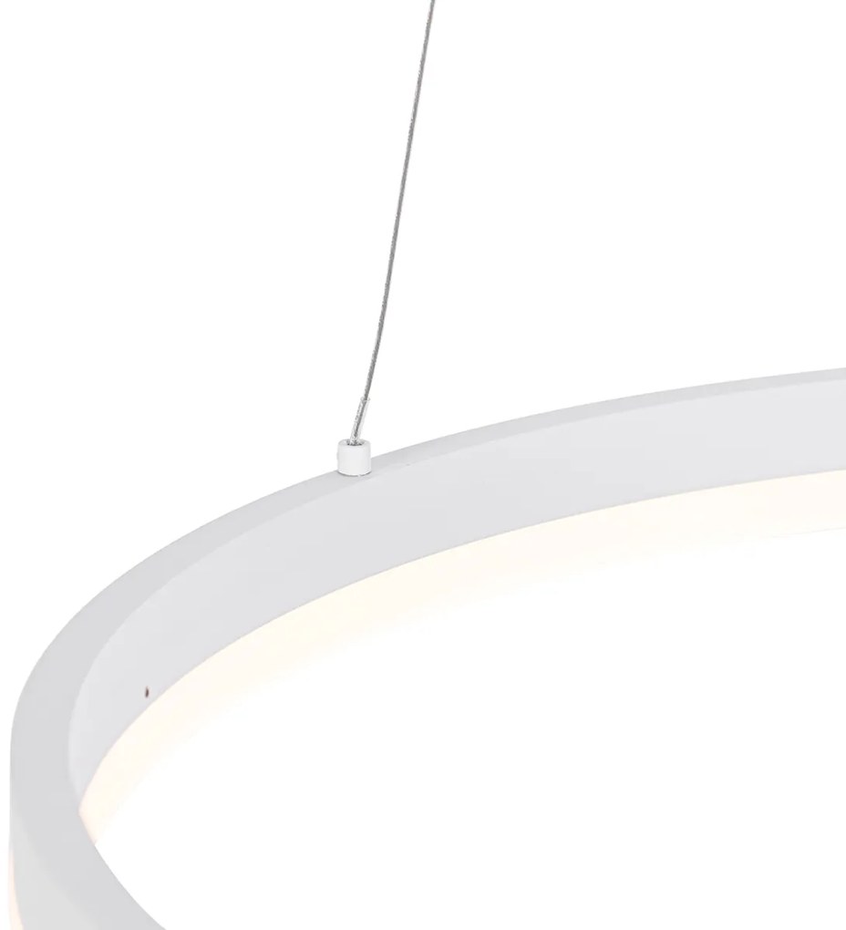 Candeeiro de suspensão design branco 60 cm com LED regulável em 3 etapas - Anello Moderno