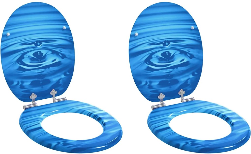 vidaXL Assento de Sanitário com Fechamento Suave 2 pcs Gota Azul