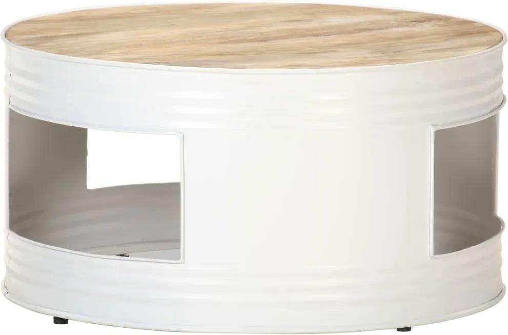 Mesa de centro 68x68x36 cm madeira de mangueira maciça branco