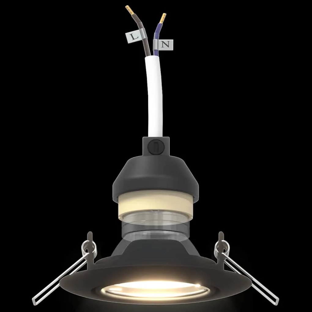 Luminárias Embutidas 12 pcs Redondas GU10 Pretas Ø90 mm em Aço