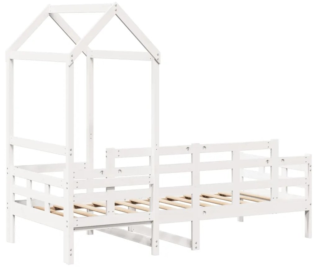 Sofá-cama c/ telhado 90x190 cm madeira de pinho maciça branco