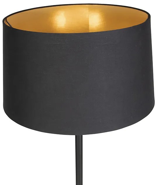 Candeeiro de pé moderno preto com cúpula preta 45 cm - Simplo Moderno