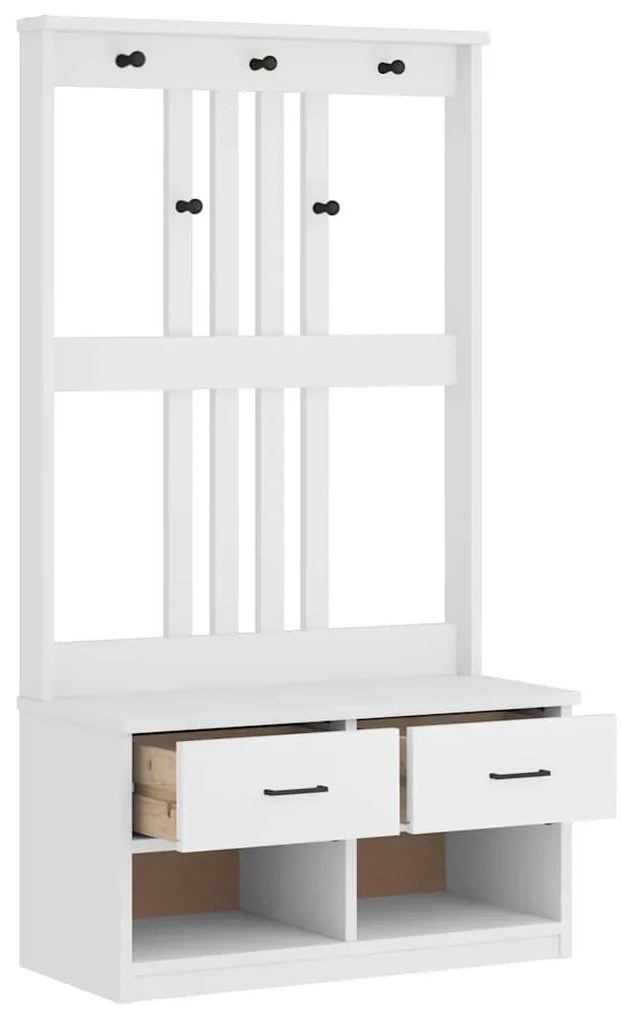 Árvore de Hall Branca 87x40x159,5 cm Madeira Maciça de Pinho