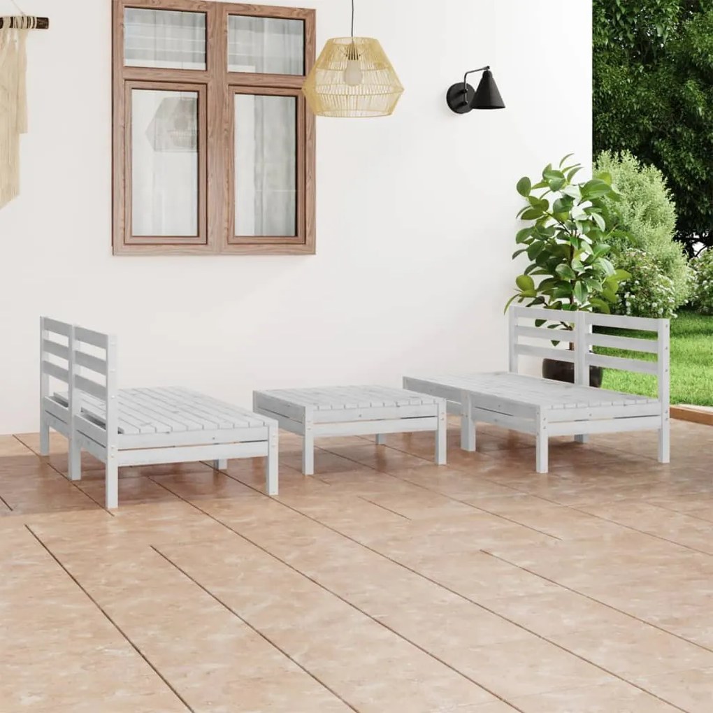 vidaXL 5 pcs conjunto lounge de jardim pinho maciço branco