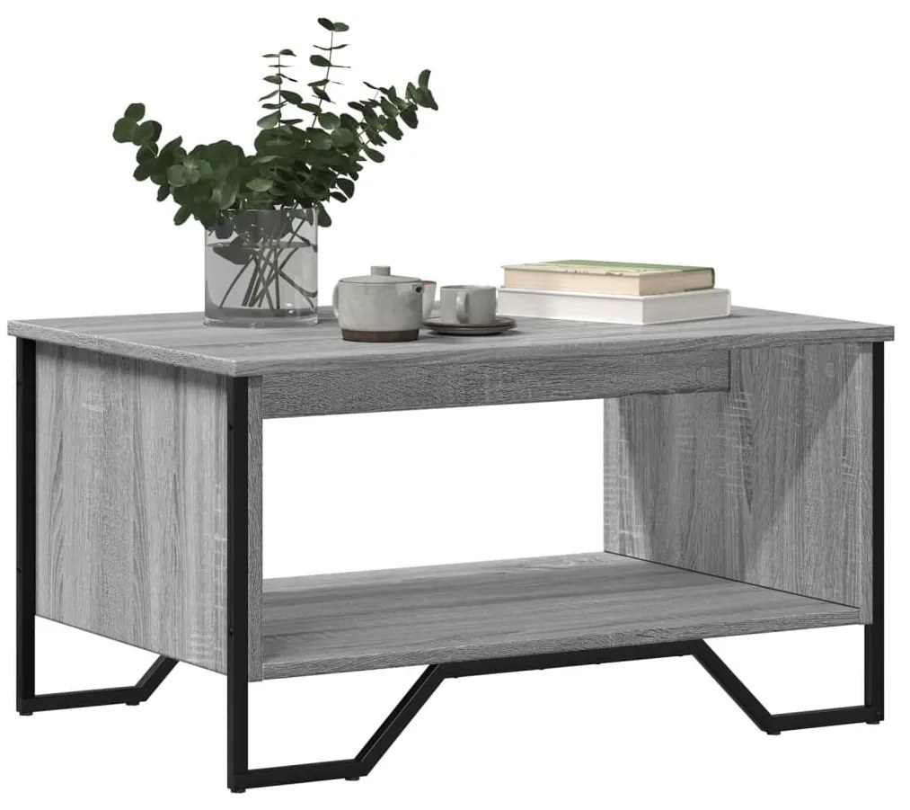 Mesa de centro 75x51x40 cm derivados de madeira cinzento sonoma