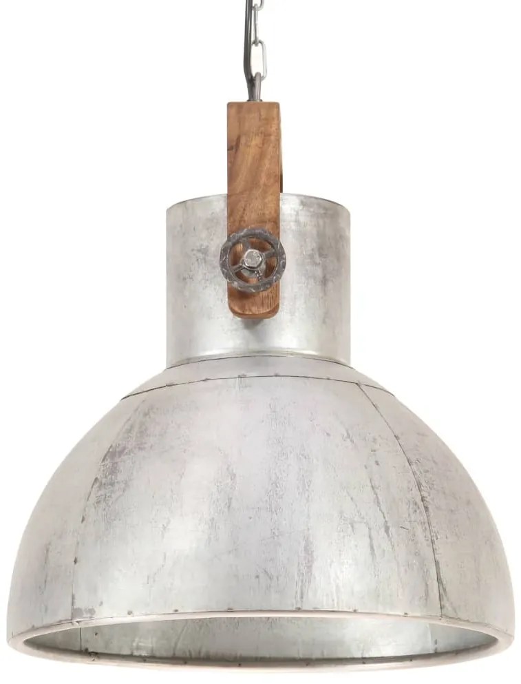 Candeeiro suspenso industrial redondo 25 W 40 cm E27 prateado