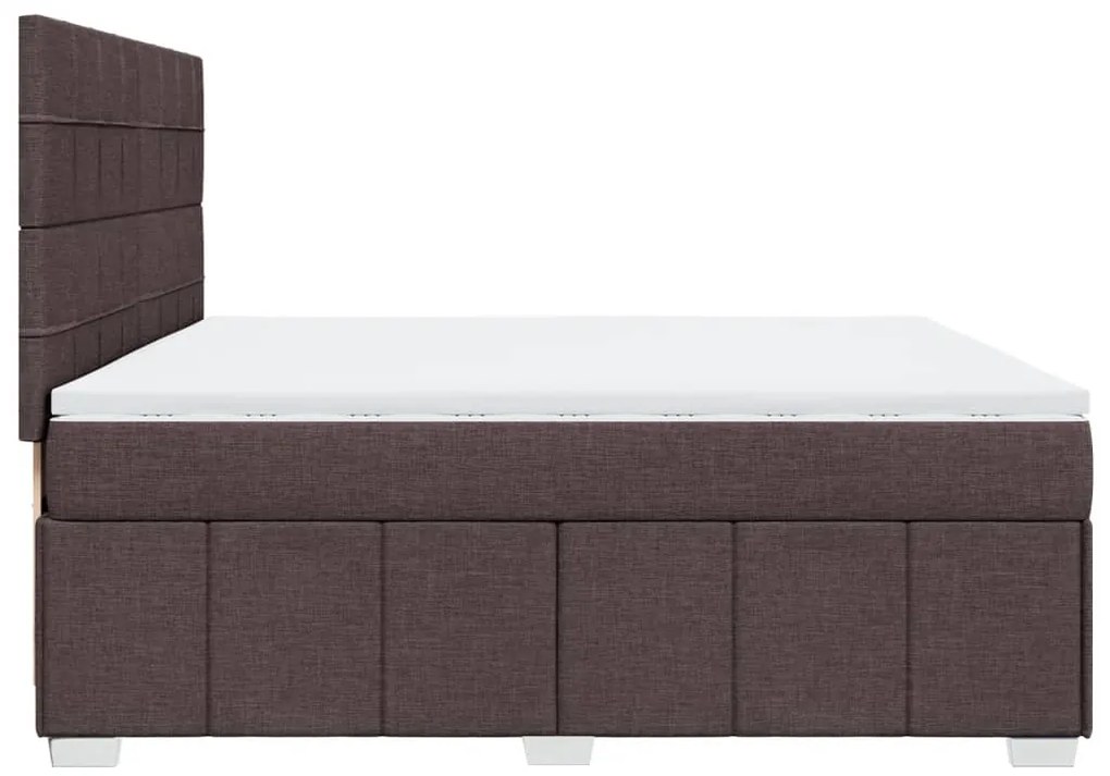 Cama com molas/colchão 200x200 cm tecido castanho-escuro