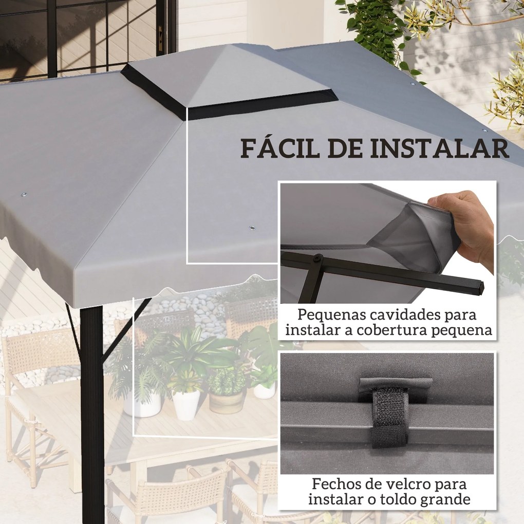 Toldo de Substituição para Pérgola 300x300 cm Teto de Substituição par