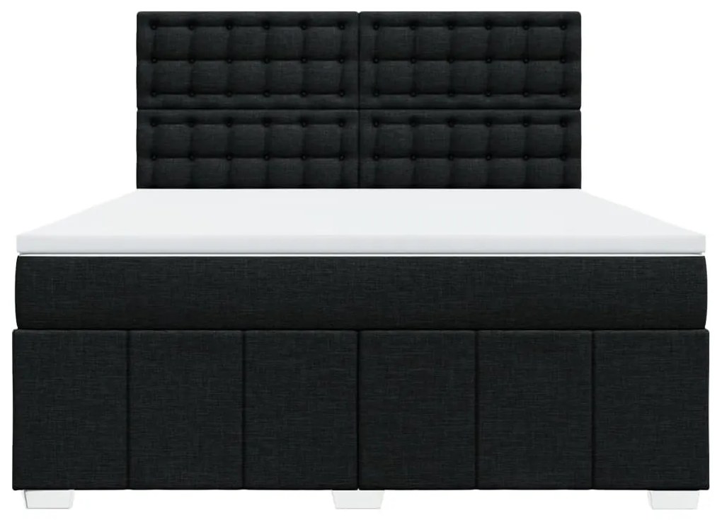 Cama com molas/colchão 180x200 cm tecido preto