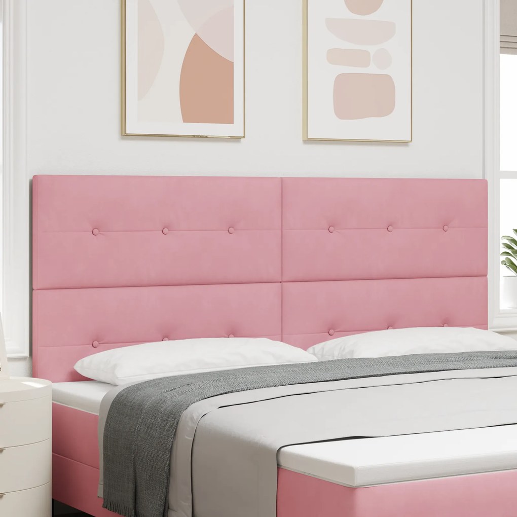 Cabeceira vidaXL Botões Estofada Rosa 200 cm Veludo