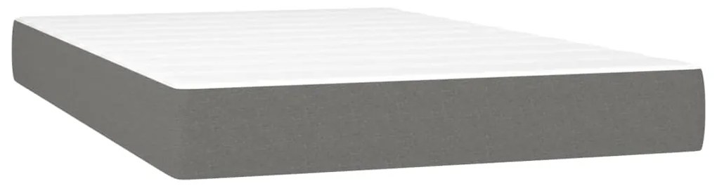 Cama box spring c/ colchão e LED 120x190 cm tecido cinza-escuro