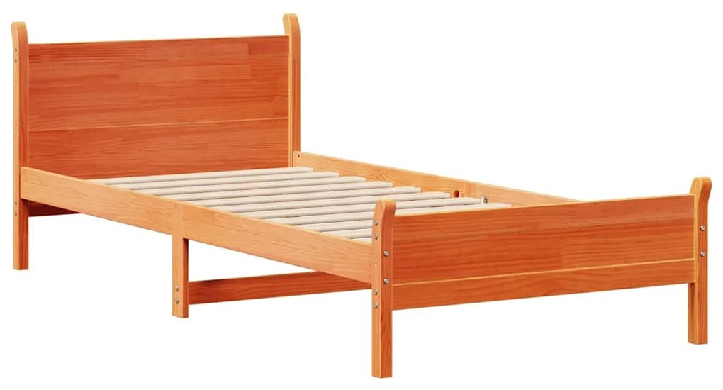 Cama sem colchão 75x190 cm madeira de pinho maciça castanho-mel