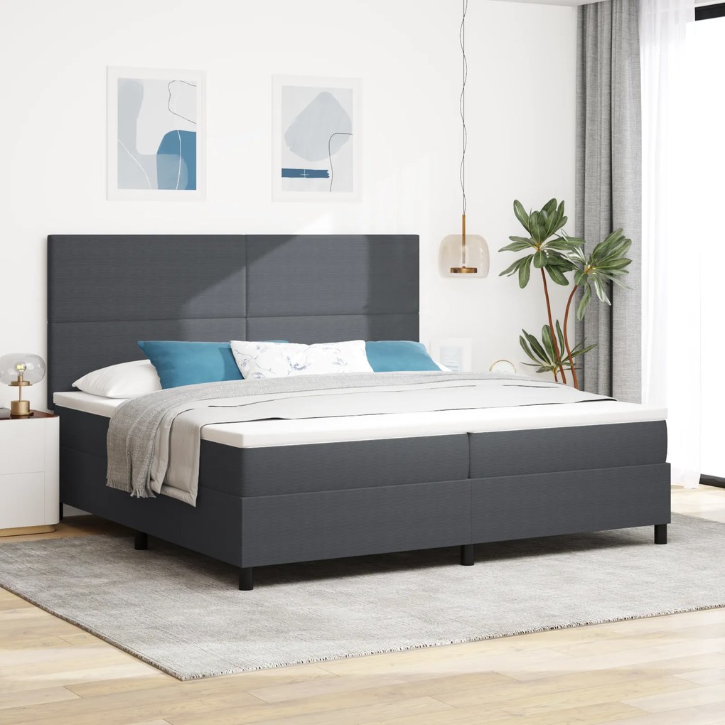vidaXL Cama Box Spring com Colchão Cinza Escuro 200x200 cm Tecido de Veludo Corduroy