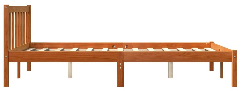 Cama sem colchão 135x190 cm madeira pinho maciça castanho-mel