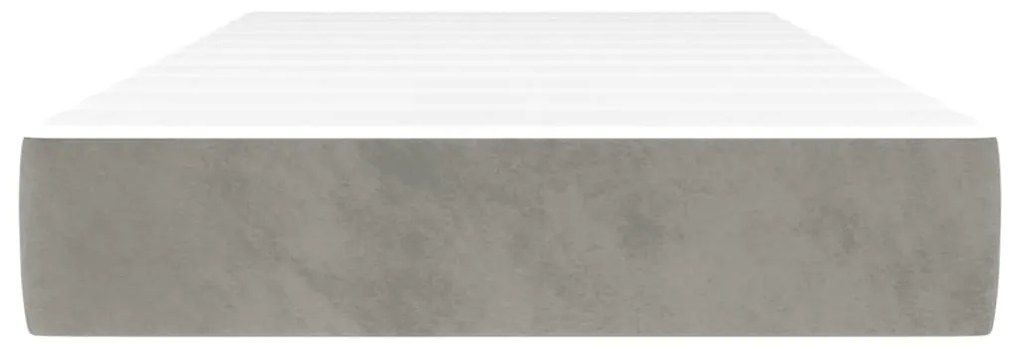Colchão de molas ensacadas 80x200x20 cm veludo cinza-claro