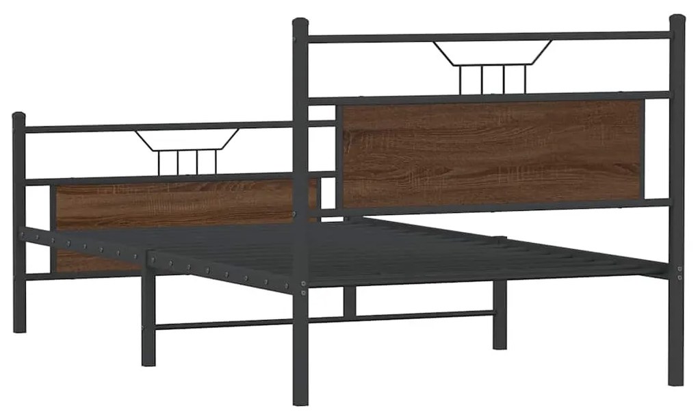 Estrutura de cama sem colchão 107x203 cm carvalho castanho