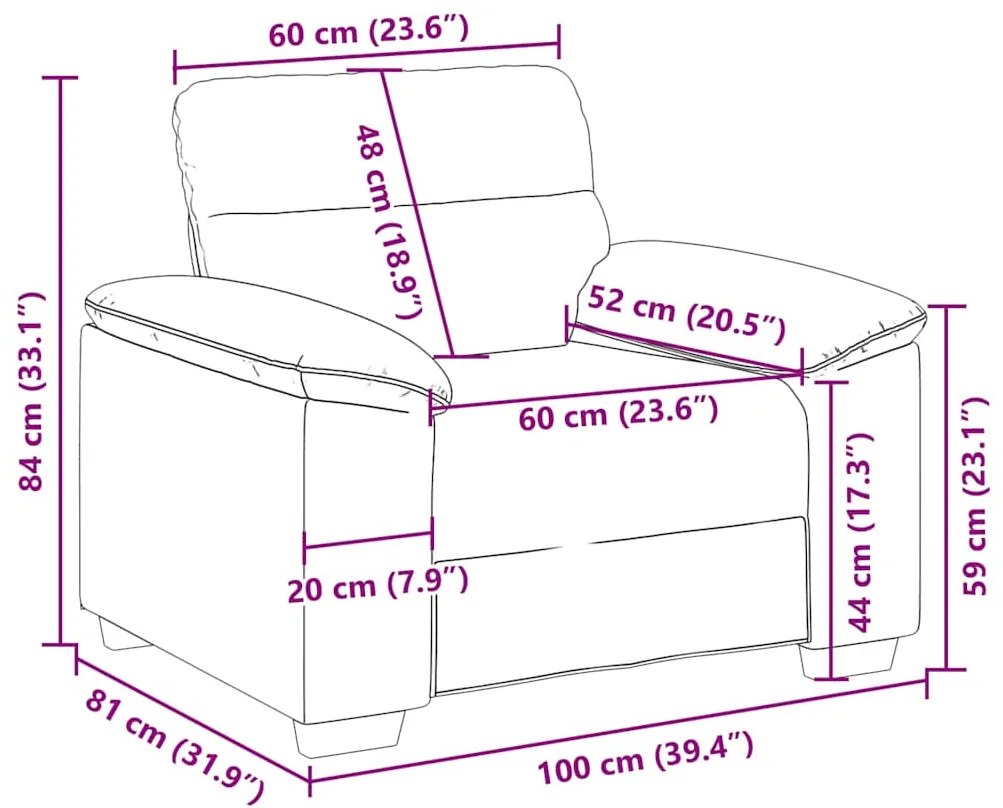 Poltrona 60 cm tecido cinzento-escuro