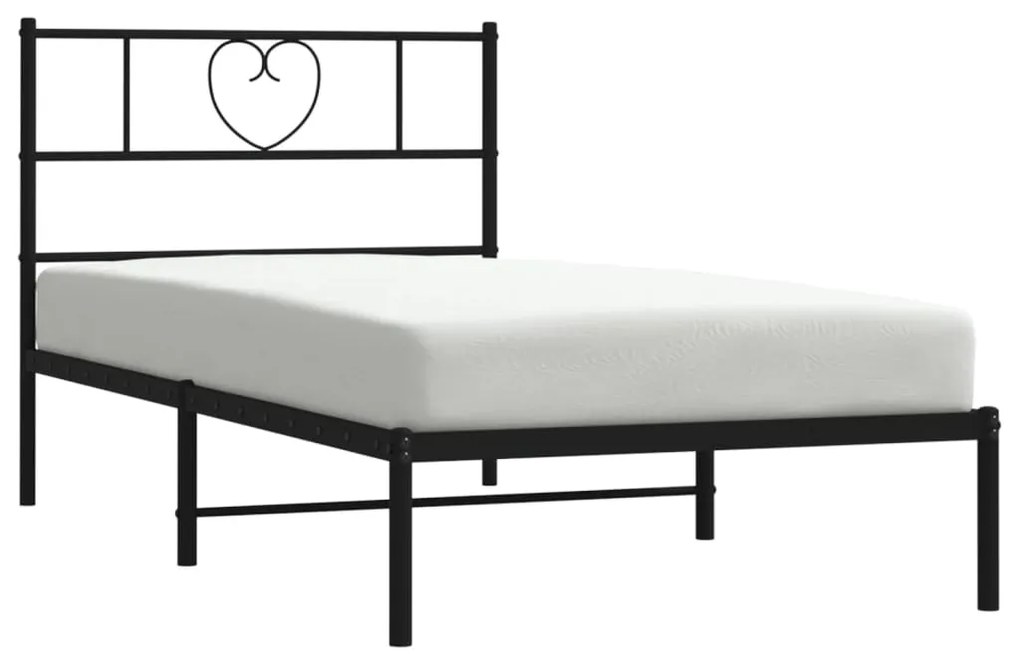 Estrutura de cama com cabeceira 90x190 cm metal preto