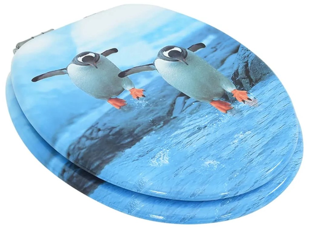 Assento de sanita com tampa de fecho suave MDF design pinguim