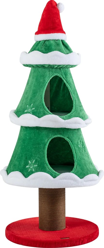 Árvore para Gatos, 49 x 49 x 130 cm, Formato de Árvore de Natal, Verde