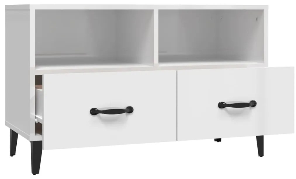 Móvel de TV 80x36x50 cm derivados de madeira branco brilhante
